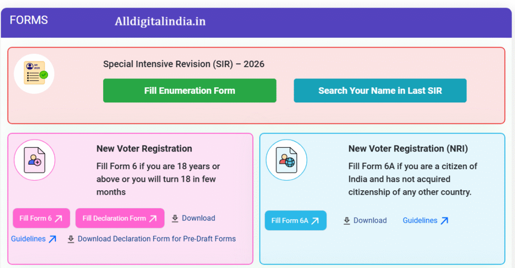 SIR Form Status Check