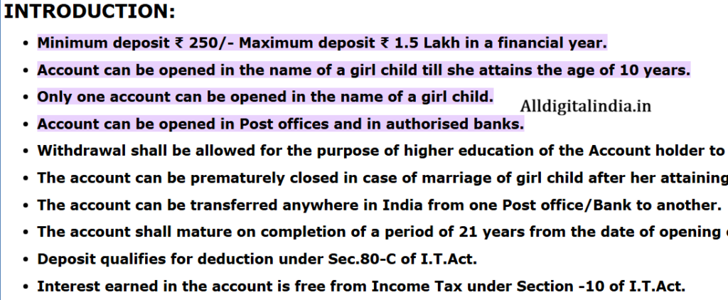 Post Office SSY Scheme 