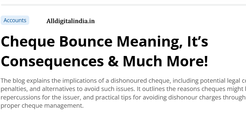 Cheque Bounce New Rules 2026 